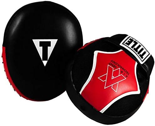 TITLE Boxing Air Vent Technology Punch Mitts, Black/Red - Boxing Pads, Muay Thai Pads, Punching Mitts, Focus Mitts, Boxing Equipment, Punching Pads, MMA Equipment, Kickboxing-StrideForce Fitness