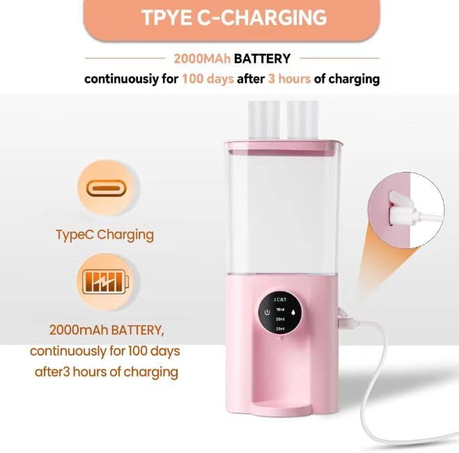 J.C&T Automatic Mouthwash Dispenser for Bathroom,22 FlOz Dispensers with Magnetic Cups,Toothbrush Holders Wall Mounted Adjustable Dispensing Levels,Suitable for All Age Groups,Pink