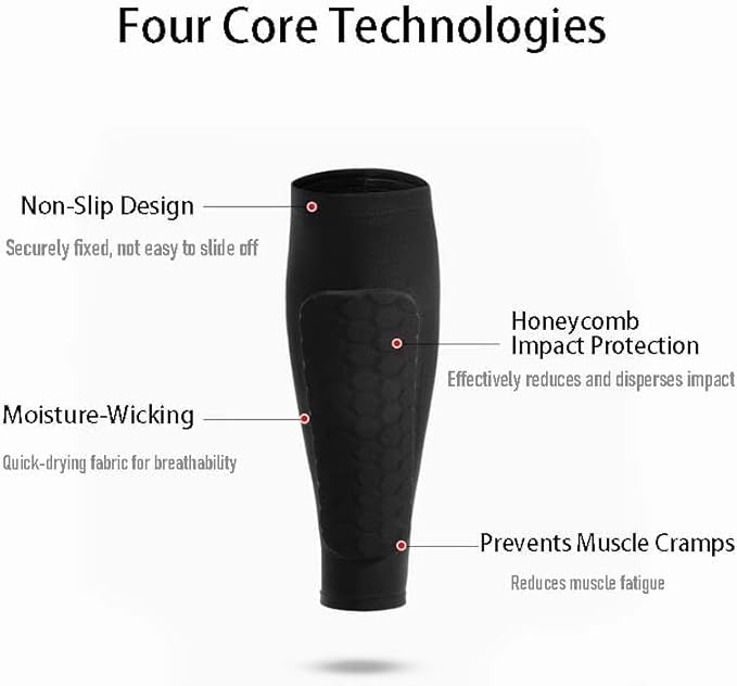 Shin Defender Shin Guards Kids 2 Pair, Shindefender Shin Guards Soccer, with Honeycomb Pads, for Soccer Kids Youth Adult-StrideForce Fitness