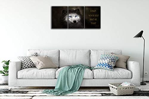 3 Panels Wolf Picture Motivational Wall Art Inspirational Canvas Painting Pictures Modern Entrepreneur Quotes Posters Prints Artwork for Home Office Decor House Decorations Class Room School to Hang-StrideForce Fitness