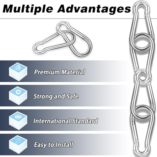 200 PCS 2'' Spring Snap Hook Carabiner, M5 3/16 Inch Galvanized Silver Steel Small Carabiner Clip, 220LBS Holding Capacity Quick Link Clip Keychain for Hammock Dog Leash & Camping Gym-StrideForce Fitness