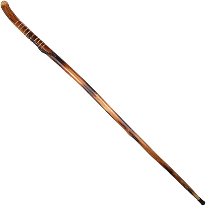 SE Natural Wood Walking Stick with Root Head, Carved Hand Grip, Steel Spike and Metal-Reinforced Tip Cover, 55" - WS631-52RH-StrideForce Fitness