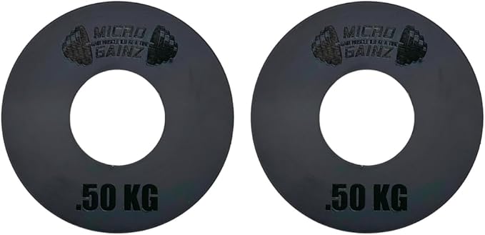 Micro Gainz Kilogram Fractional Weight Plate Set of 2 Plates, .25KG, .50KG or 1KG, Plate Set Designed for Olympic Barbells & Strength Training, Made in USA-StrideForce Fitness
