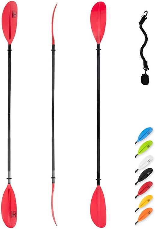 OCEANBROAD Kayak Paddle 86in/218cm, 90.5in/230cm, 95in/241cm Alloy Shaft Kayaking Boating Canoeing Oar with Paddle Leash-StrideForce Fitness