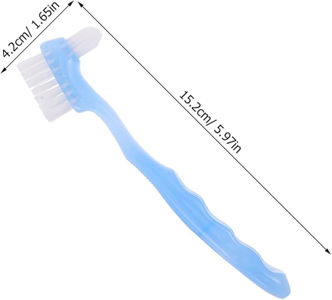 SOIMISS 4pcs Portable Denture Brush for Adults - Travel Size Dual-Ended Cleaning Brushes with Soft Bristles - Compact Dental Care Accessories for Retainer and False Teeth