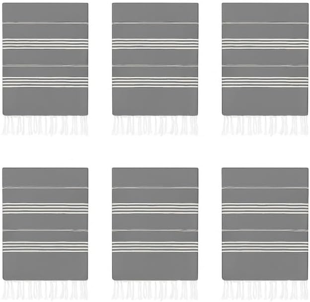 HAVLULAND Turkish Beach Towels Oversized -100% Turkish Cotton Super Soft Lightweight - Absorbent and Quick Drying Bath Towel - Sand Free Beach Towel - Turkish Towels for Adults (Grey, 12 Pack)-StrideForce Fitness