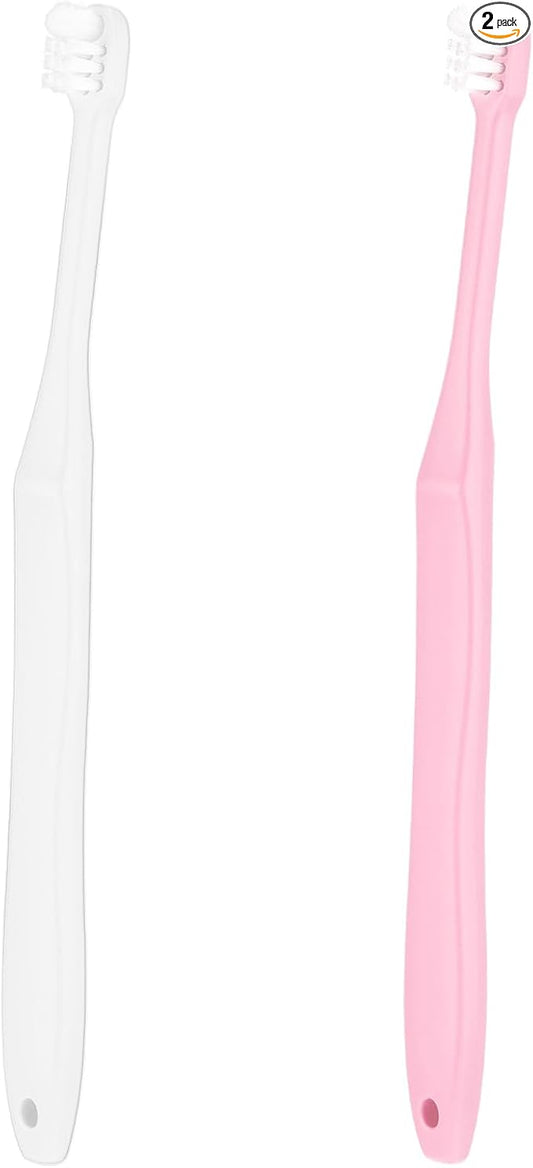 WLLHYF 2 Pieces Tuft Toothbrush Small Head End Tapered Interdental Interspace Nursing Soft Tiny Toothbrush Orthodontic Periodontal Dental Products(Blue + Green)