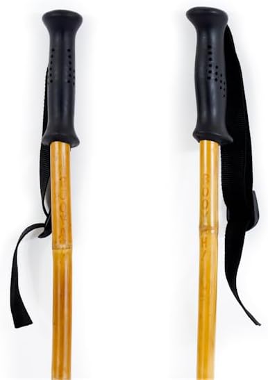 Booyah! Bamboo Downhill Ski Poles - Alpine Ski Poles with Black Pole Grip and Black Baskets, Ski Poles Men and Women, for Winter Downhill Skiing Wooden Poles-StrideForce Fitness