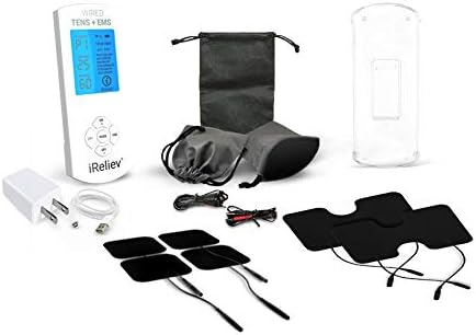 iReliev TENS Unit + EMS Muscle Stimulator Comes with 14 Therapy Modes, Premium Pain Relief and Recovery System, Rechargeable, Large Back Lit Display, Large and Small Electrode Pads-StrideForce Fitness