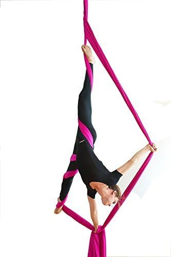 DASKING Aerial Silks Starter Kit - Durable 11Yards of Aerial Yoga Hammock with Hardware, Aerial Swing for Acrobatic Flying Yoga & All Levels (Aerial Rigging Point Up to 14ft)-StrideForce Fitness