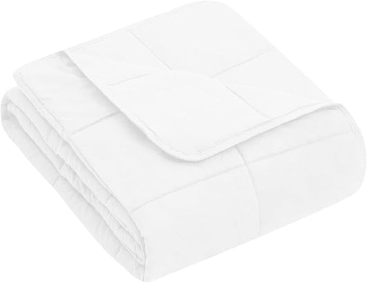 yescool Weighted Blanket (7 lbs, 41" x 60", White) Cooling Heavy Blanket for Sleeping Perfect for 60-90 lbs, Breathable Blanket with Premium Glass Bead, Machine Washable-StrideForce Fitness