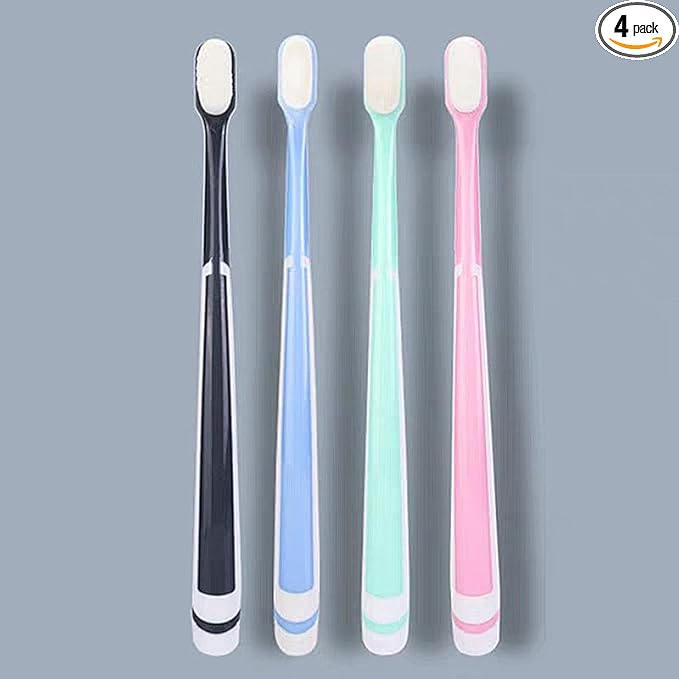 Special Soft Adult Toothbrush with 10000 Micro Nano Bristles, Compact Head & 4-Piece Set, for Sensitive Teeth & Gum Recession, Single Layer Independent Packaging