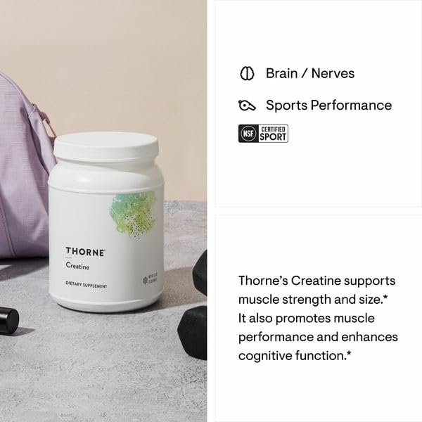 THORNE Creatine - Micronized Creatine Monohydrate Powder - Support for Muscles & Cognitive Function* - for Women & Men - Unflavored - NSF Certified for Sport - 5 g per Serving - 180 Servings-StrideForce Fitness