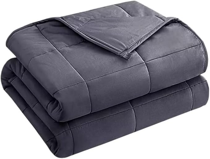 yescool Weighted Blanket for Adults (12 lbs, 48" x 72", Grey) Cooling Heavy Blanket for Sleeping Perfect for 110-130 lbs, Twin Size Breathable Blanket with Premium Glass Bead, Machine Washable-StrideForce Fitness