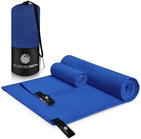 ScorchedEarth Microfiber Travel & Sports Towel Set (Royal Blue) - XL Set (39x70.5 & 12x24)-StrideForce Fitness