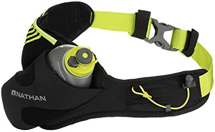 Nathan Peak Running Hydration Waist Pack Belt w/ Speed Draw Flask Water Bottle, 18oz/535 ml Push/Pull Race Cap, Expandable Zippered Stretch Pocket-StrideForce Fitness