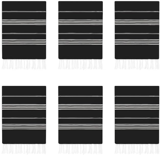 HAVLULAND Turkish Beach Towel, Oversized Bath Towels, Sand Free Quick Dry Absorbent Lightweight Pool Travel Camping Blanket Bulk Set (Black, 6 Pack)-StrideForce Fitness