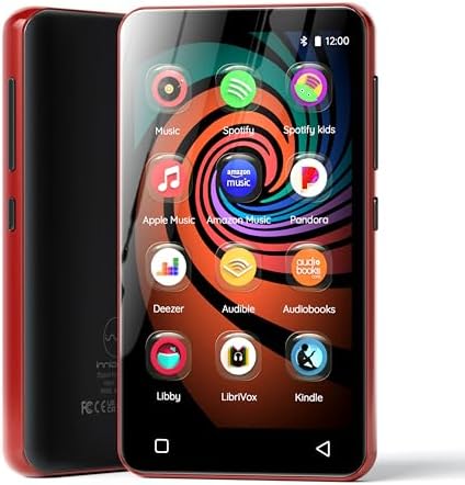 innioasis 160GB MP3 Player with Bluetooth and WiFi, Android Music Player with Spotify,Amazon Music,Pandora,4" Full Touch Screen MP3 Player with Audible,Libby,Audiobooks (Black_Red)-StrideForce Fitness