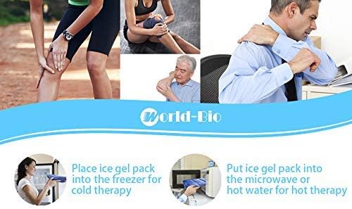WORLD-BIO Large Flexible Hip Ice Pack 2 packs for Injuries, Hot & Cold Therapy Pad for Shoulder, Back, Knee, Leg, Thigh, Soothing Pain from Bruises & Sprains, Muscle Aches, Stiff Joint, 11" x 14" Blue-StrideForce Fitness