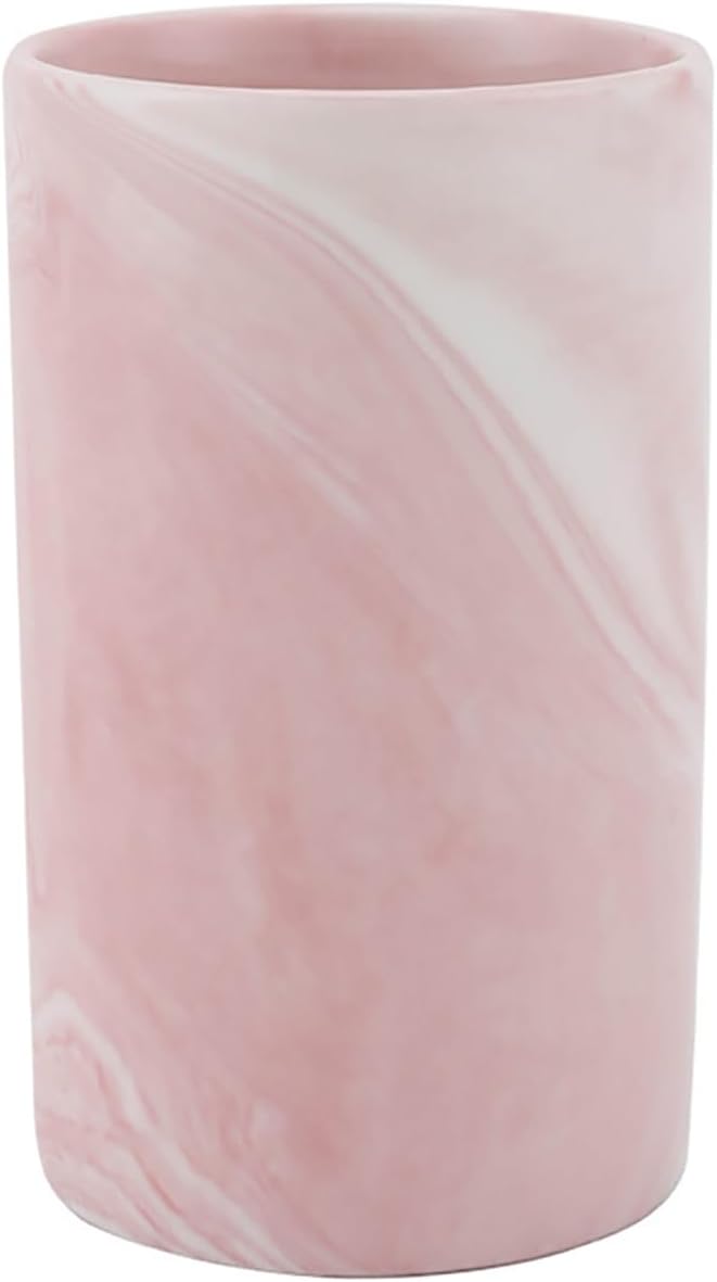 Kelake Ceramic Rustic Pink Marble Bathroom Tumbler Cup for Mouthwash Rinsing Toothbrush and Toothpaste Holder Stand Cups 280 ml Porcelain Milk Drinking Cups for Christmas Birthday