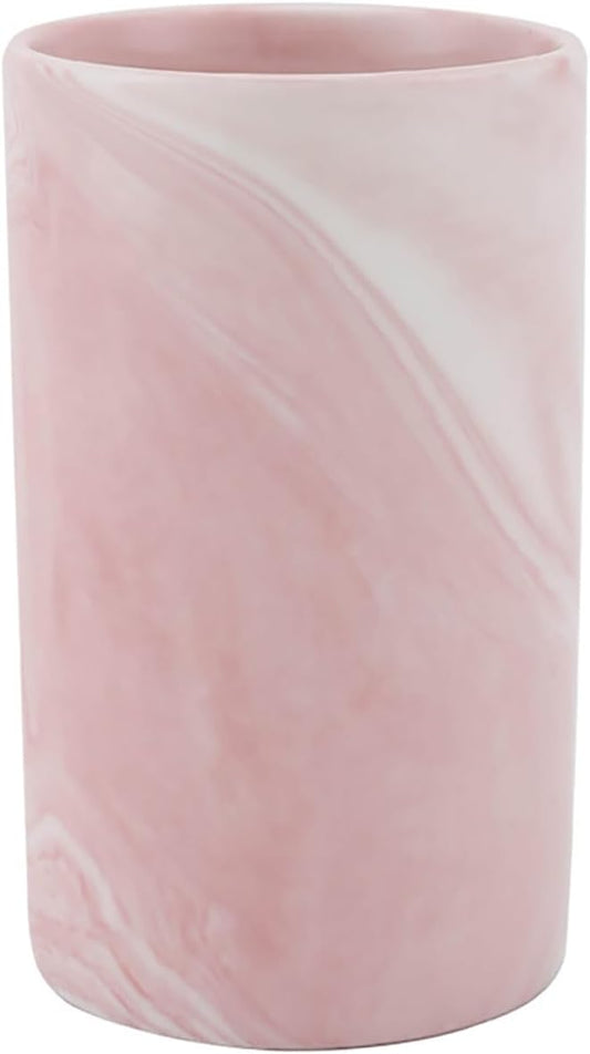 Kelake Ceramic Rustic Pink Marble Bathroom Tumbler Cup for Mouthwash Rinsing Toothbrush and Toothpaste Holder Stand Cups 280 ml Porcelain Milk Drinking Cups for Christmas Birthday
