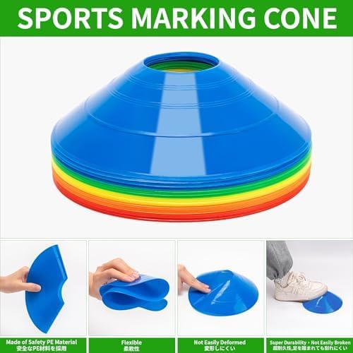 BiAnYC 25/50/100 Pcs Pro Disc Cones - Training Cones Agility Soccer Cones with Carry Bag for Training, Soccer, Football, Basketball,Kids and Other Sports and Games(5 Colors)-StrideForce Fitness