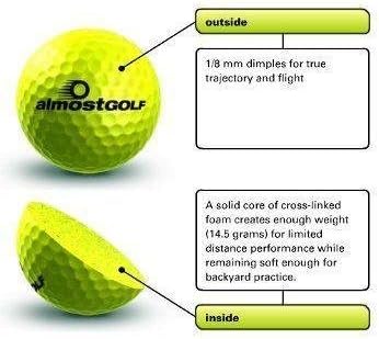 Best Practice Golf Balls on The Planet. Perfect for Golf Training. Solid Contact for Great Feedback. Limited Flight for Backyard use. Safe for Indoors. by AlmostGolf (10 Pack Yellow)-StrideForce Fitness