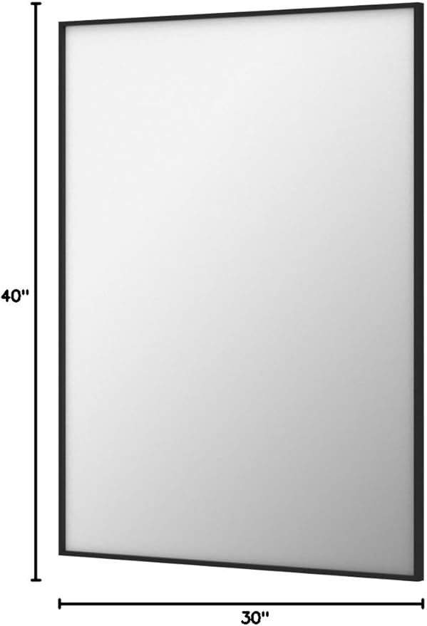 30x40 Inch Black Bathroom Mirror for Wall, Aluminum Frame Rectangle Rectangular Vanity Mirror, Modern Large for Bedroom, Living Room, Horizontal or Vertical-StrideForce Fitness