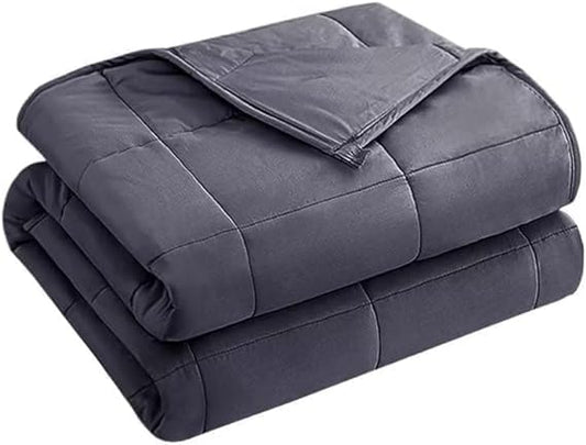 yescool Weighted Blanket for Adults (10 lbs, 48" x 72", Grey) Cooling Heavy Blanket for Sleeping Perfect for 90-110 lbs, Twin Size Breathable Blanket with Premium Glass Bead, Machine Washable-StrideForce Fitness