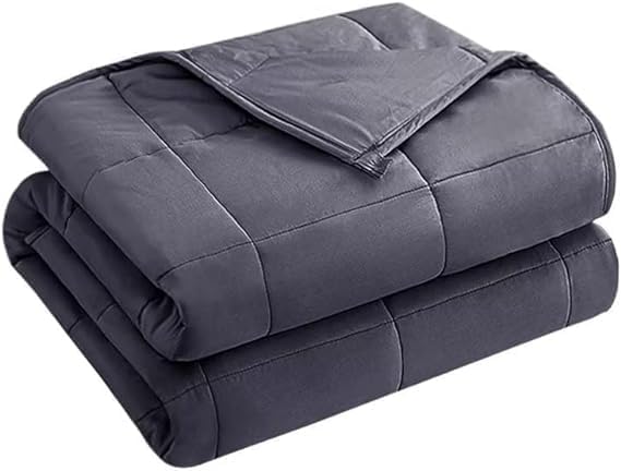 yescool Weighted Blanket for Adults (15 lbs, 60" x 80", Grey) Cooling Heavy Blanket for Sleeping Perfect for 140-160 lbs, Queen Size Breathable Blanket with Premium Glass Bead, Machine Washable-StrideForce Fitness