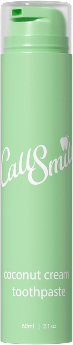 CALLSMILE Fluoride-Free Toothpaste, Easy-Press Pump, 60g - Fruity Flavors, No SLS, Non-Toxic, No Sweeteners, for Adults & Kids, Gentle for Sensitive Teeth, Coconut-Flavored
