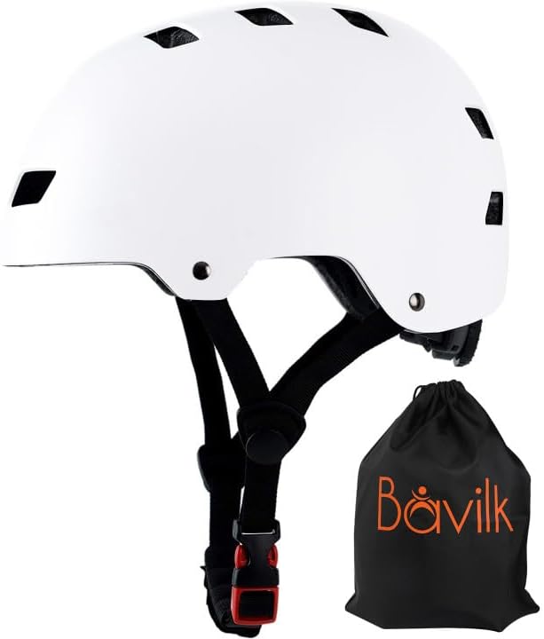 Bike Helmet 3 Sizes for Teenager Kids Youth Adults,Bavilk Skateboard Helmet Adjustable Multi-Sport Bicycle Cycling Scooter Roller Skate Inline Skating Rollerblading for Girls Boys Women Men Teen-StrideForce Fitness