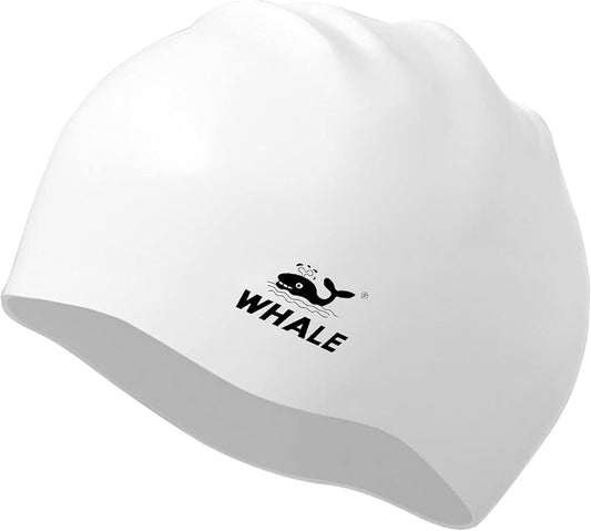 WHALE Extra Large Swim Cap for Women Men, Durable Silicone Swimming Hat with Ear Protection, Unisex Adults Bath Swimming Caps for Long Thick Curly Hair & Dreadlocks Braids Weaves Afro Hair-StrideForce Fitness