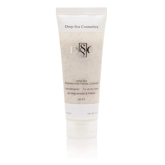 Deep Sea Cosmetics | Dead Sea Regenerating Facial Cleanser | With Dead Sea Water, Minerals and Apricot Peeling Particles | pH 5.5 Balanced, Hypoallergenic - 4.0 Ounces