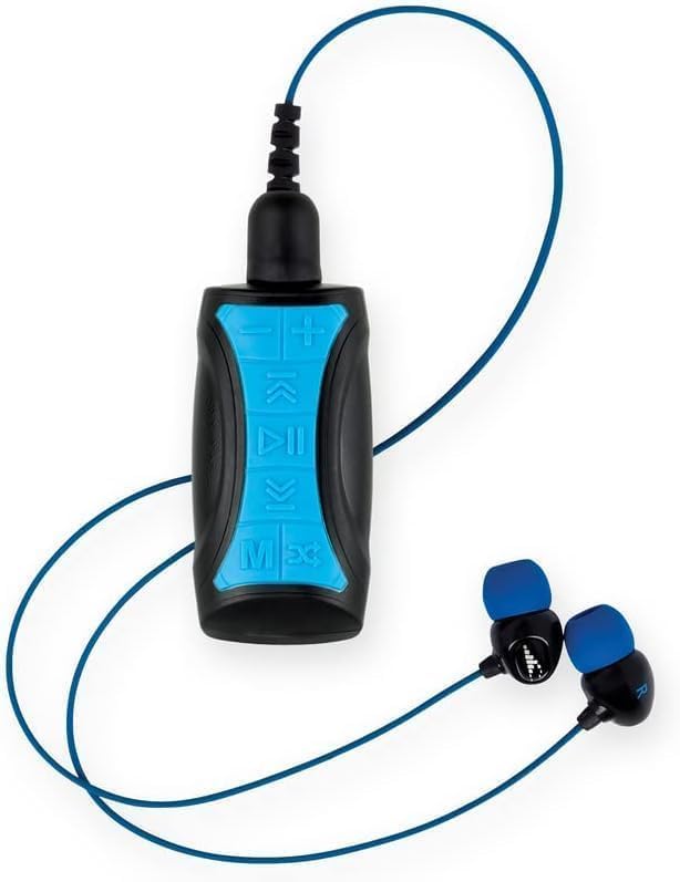 H2O Audio Stream 3 PRO and Surge S+ Earbuds - Underwater Streaming Music Waterproof MP3 Player for Swimming with Bluetooth and Short Cord Underwater Headphones with Superior Sound Quality (Blue)-StrideForce Fitness