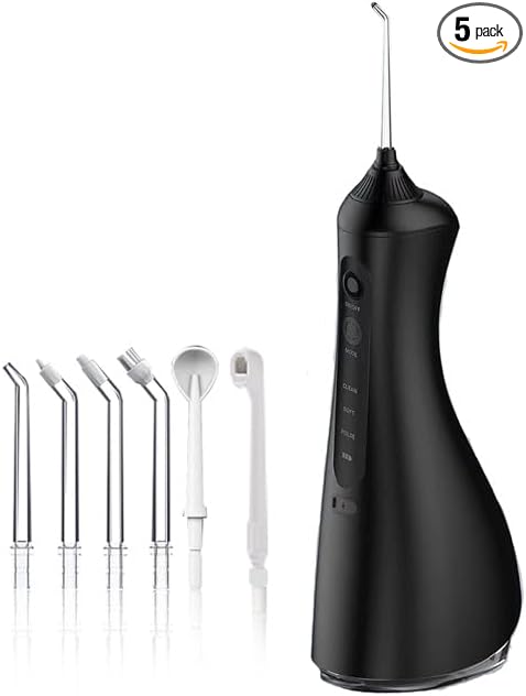 Water Flosser, Cordless Water Dental Flosser，320ML Portable Oral Irrigator with 3 Modes & 6 Tips, IPX7 Waterproof, 60–160 PSI Rechargeable Dental Floss Pick for Home & Travel Use