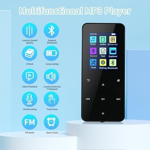 144GB MP3 Player, with Bluetooth 5.2, HiFi Sound,FM Radio, Voice Recorder, E-Book, Earphones Included，Portable Music Player for Kids ，Mini Design Ideal for Sport-StrideForce Fitness