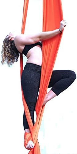 DASKING Aerial Silks Starter Kit - Durable 11Yards of Aerial Yoga Hammock with Hardware, Aerial Swing for Acrobatic Flying Yoga & All Levels (Aerial Rigging Point Up to 14ft)-StrideForce Fitness