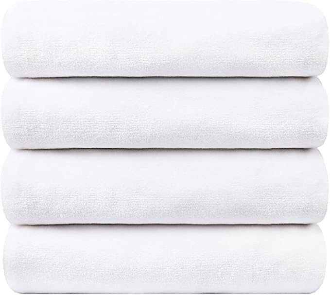 JML Microfiber Towels, Bath Towel Set - Extra Large, Soft, Absorbent, Fast Drying for Adult, Hair, Swimming, Fitness, Sport, Yoga, 4 Pack, 27" x 55", White-StrideForce Fitness