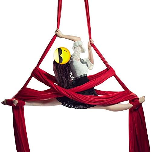 DASKING Aerial Silks Starter Kit - Durable 11Yards of Aerial Yoga Hammock with Hardware, Aerial Swing for Acrobatic Flying Yoga & All Levels (Aerial Rigging Point Up to 14ft)-StrideForce Fitness
