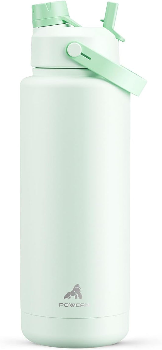 40 oz Insulated Water Bottle with 2-in-1 Straw and Spout Lid, Keep Cold 24H, Leak-Proof, BPA-Free, Double Wall Stainless Steel Water Bottle for Sports, Gym, Travel, and School (Mint)-StrideForce Fitness