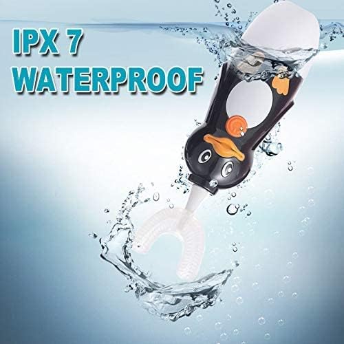 Kids Electric Toothbrush, U-Shaped Automatic Toothbrush,360° Cleaning with Three Types of Brush Heads,Large for 7-12 Years,Cartoon Modeling,Black,1 Pack