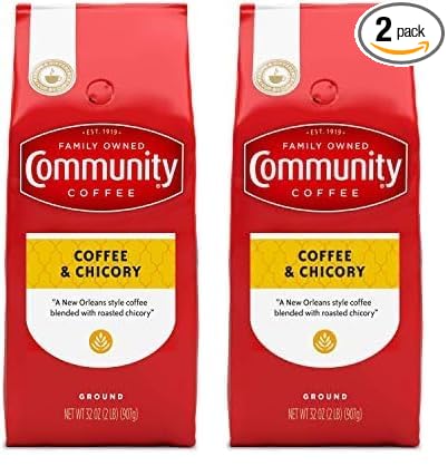 Community Coffee Coffee & Chicory Blend 32 Ounces, Medium Dark Roast Ground Coffee, 32 Ounce Bag (Pack of 2)-StrideForce Fitness