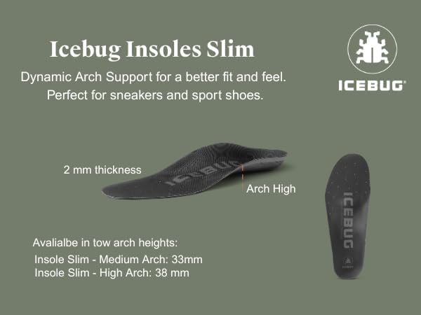 Icebug SLIM Low Cushion Support Insole with Arch Flex Technology-StrideForce Fitness