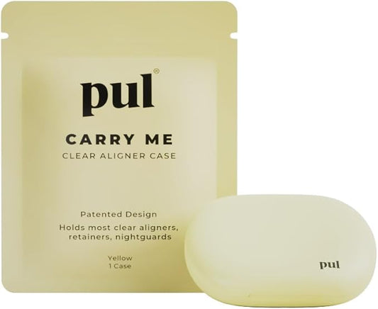 PUL Clear Aligner & Retainer Case | Compatible with Invisalign, Pul Tool, Retainers, Dentures, Mouthguards, Nightguards, & Floss Picks | Secure Magnetic Closure for Slim, Sleek Durable Design - Yellow