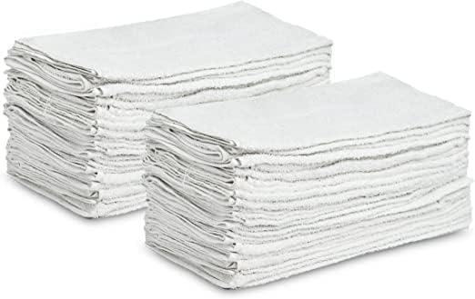 GOLD TEXTILES White Shop Towels Cotton [B Grade Towel] - 60 Pcs 20x40 Inches Shop Rags in a Box - Valuable Cleaning Rags Terry Towel for Industries, Automobiles and Commercial Use (60 Rags)-StrideForce Fitness