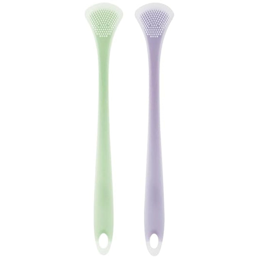 2Pcs Dual-Sided Silicone Tongue Scrapers for Adults and, Mint Green and Lavender, Flexible Tongue Cleaning Tools for Oral Hygiene and Breath Freshening at Home