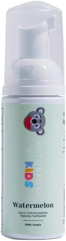 Autobrush Fluoride-Free Foaming Toothpaste for Kids, Watermelon Flavor, Whitening & Deep Cleaning, Travel Friendly, Anti-Cavity (Pack of 1)