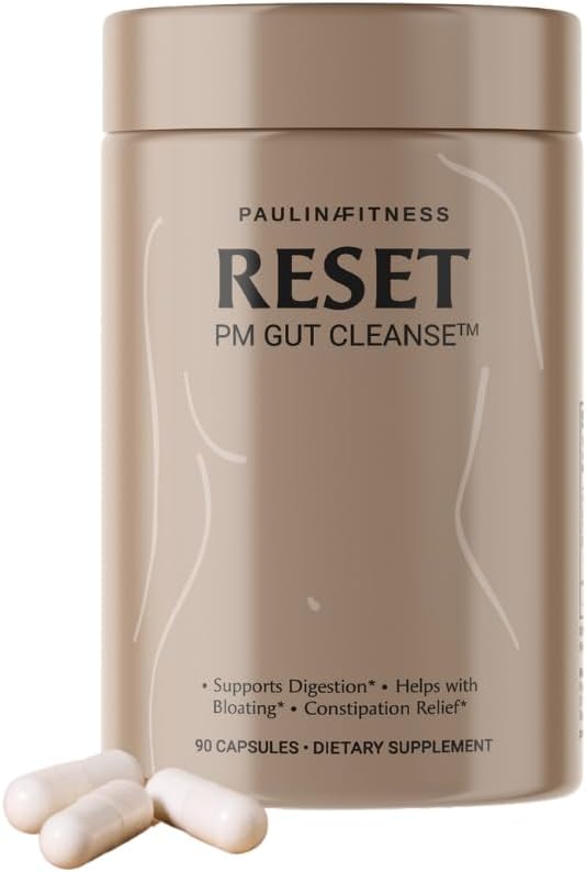 Paulina FITNESS Reset Overnight Digestive Aid, Bloating Relief, & Gut Health Supplement | Natural Detox & Digestive Cleanse to Support Weight Management and Relieve Constipation | 90 Capsules-StrideForce Fitness