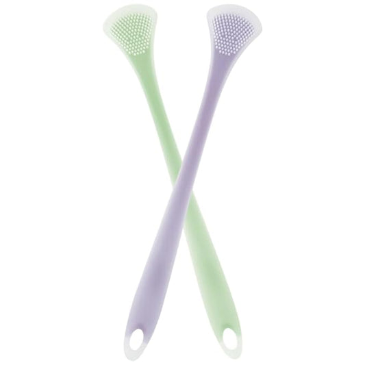 2Pcs Silicone Tongue Scraper for Adults and Dual-Sided Tongue Coating Cleaner Portable Oral Care Tool for Breath Freshening and